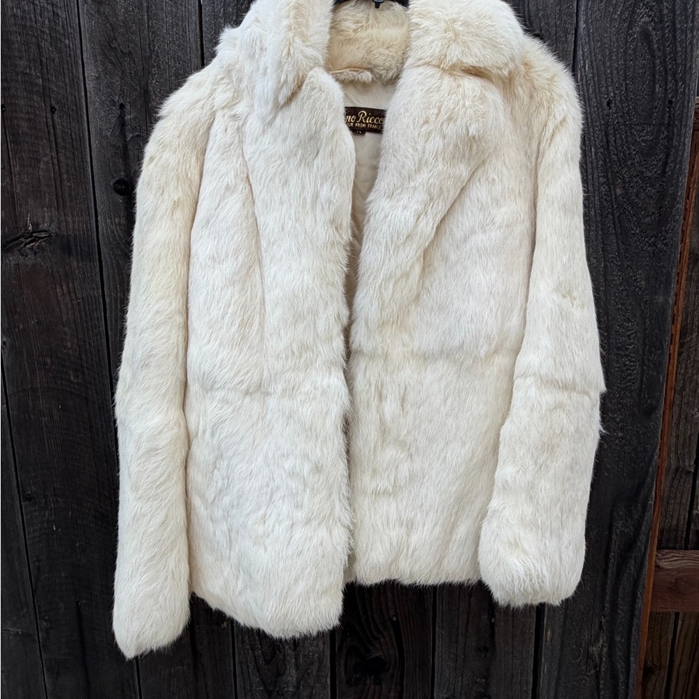 Vintage Dino Ricco Ivory Rabbit Fur Jacket | Lapin Fur Made in France | Size 13